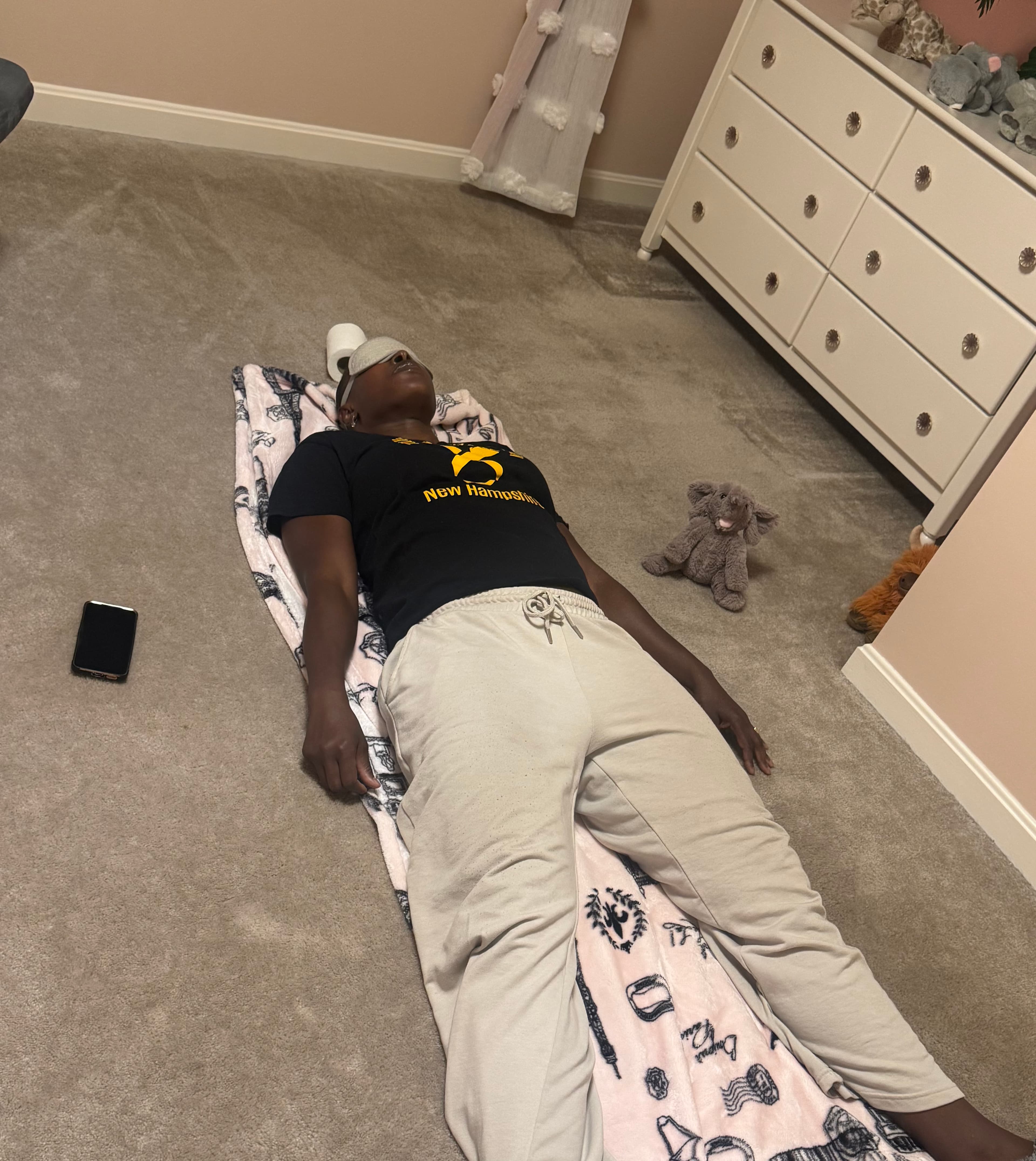 A person practicing breathwork.