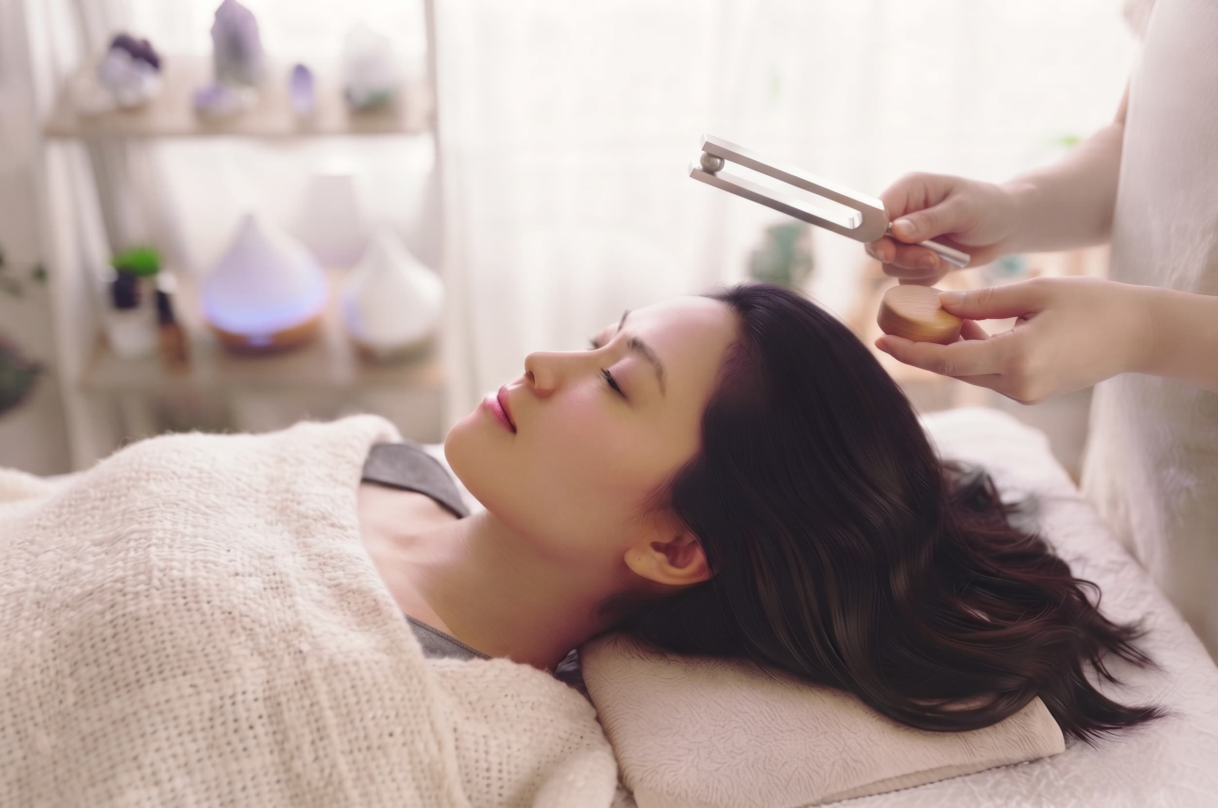 Woman receiving an intuitive energy healing session